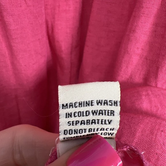 Sim & Sam Linen Blend Puff Sleeve Mini Dress Sundress Size Medium Hot Pink NWT - Picture 5 of 11